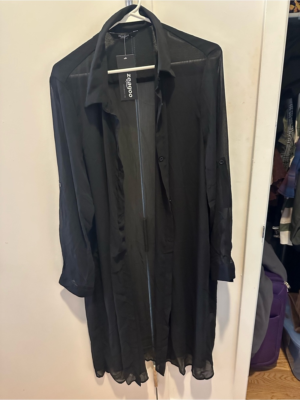 🆕 Black Sheer Longline Beach Cover Up